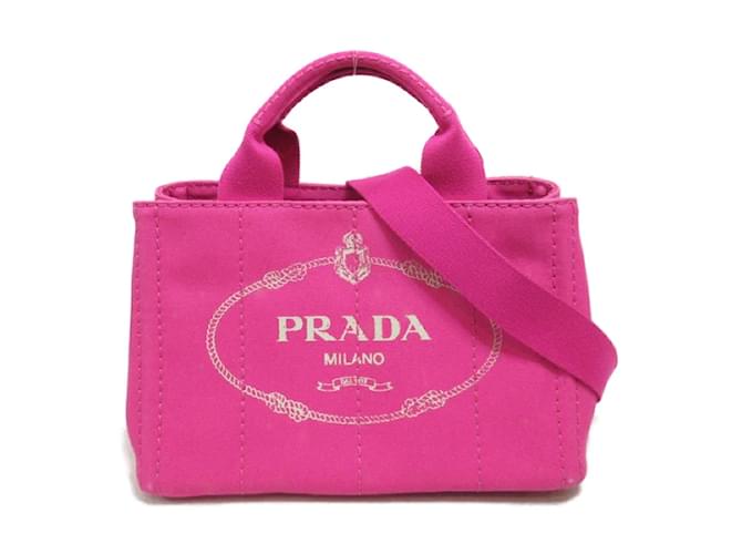 Tote Prada Handtasche mit Canapa-Logo Pink Leinwand  ref.1118830