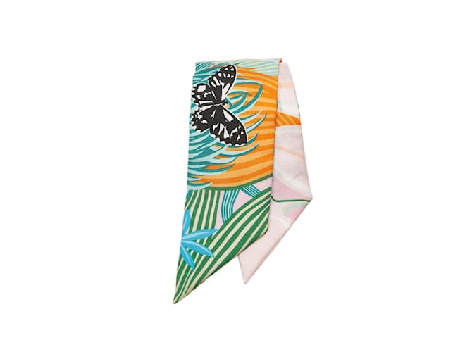 Hermès Foulard en soie Twilly papillon Savannah Toile Multicolore  ref.1118902