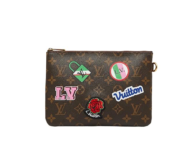 Louis Vuitton Monogram City Pouch Patches Collection M63447 in Great Condition Brown Plastic  ref.1118942