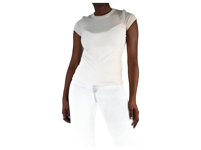 Filippa K T-shirt côtelé manches courtes crème - taille S Coton Elasthane  ref.1119054