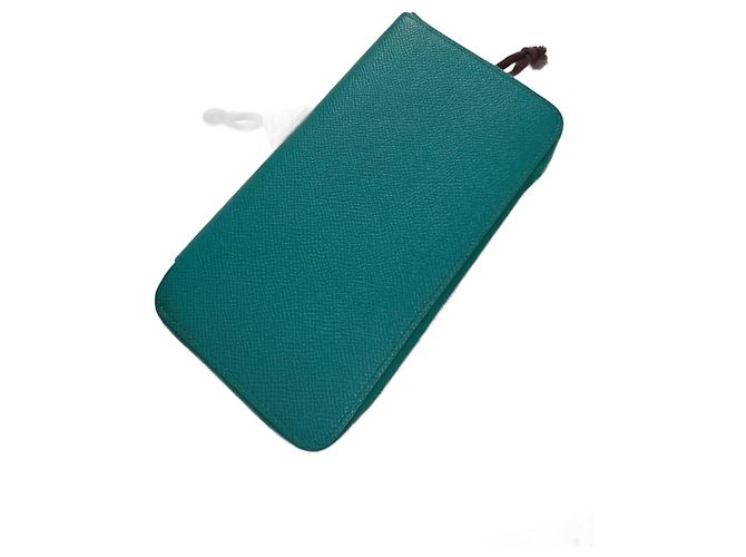 Silk In Hermès EPSOM LEATHER - PAON COLOUR Turquoise