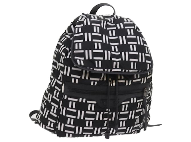 BALENCIAGA Traveler Backpack Nylon Black White 340139 Auth am5199  ref.1119180