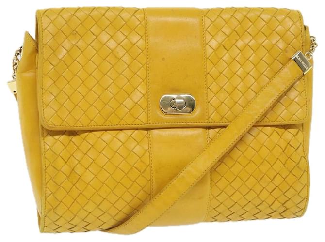 Autre Marque BOTTEGA VENETA INTRECCIATO Shoulder Bag Leather Yellow Auth bs9234  ref.1119189