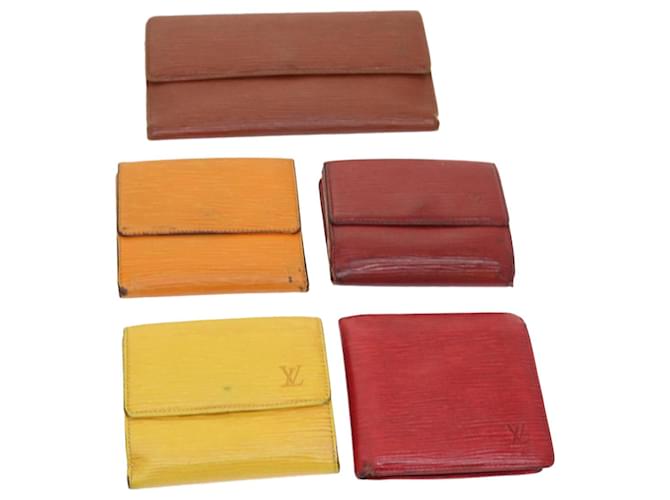 Louis Vuitton Epi Wallet 5Imposta Rosso Giallo Arancione LV Aut bs9192 Pelle  ref.1119211