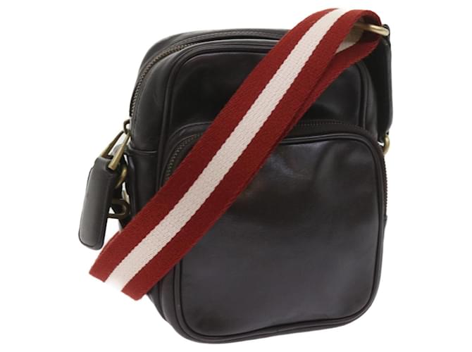 BALLY Shoulder Bag Leather Brown Red white Auth ac2400  ref.1119235