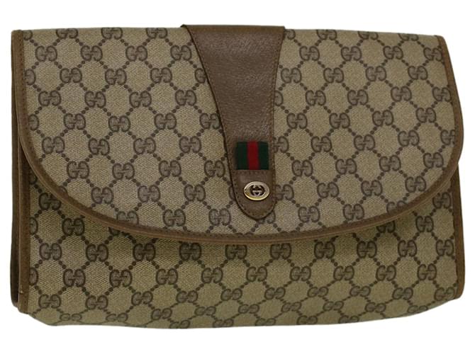 GUCCI GG Supreme Web Sherry Line Clutch Bag Red Beige 89 01 031 Auth bs9444  ref.1119241