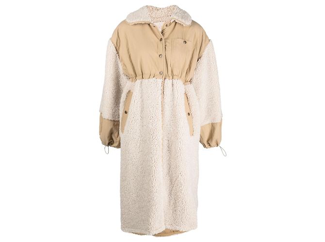 Casaco oversized Ulla Johnson com patch de logo bege
