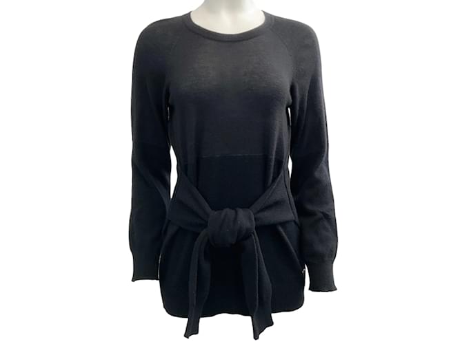 Chanel Black Cashmere Sweater with Tie Waist  ref.1119291