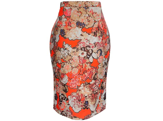 Falda lápiz de jacquard multicolor naranja de Givenchy Poliéster  ref.1119292