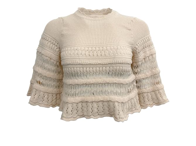 Isabel Marant Etoile Isabel Marant Étoile Ecru Crochet Frizy Sweater Cream Cotton  ref.1119293