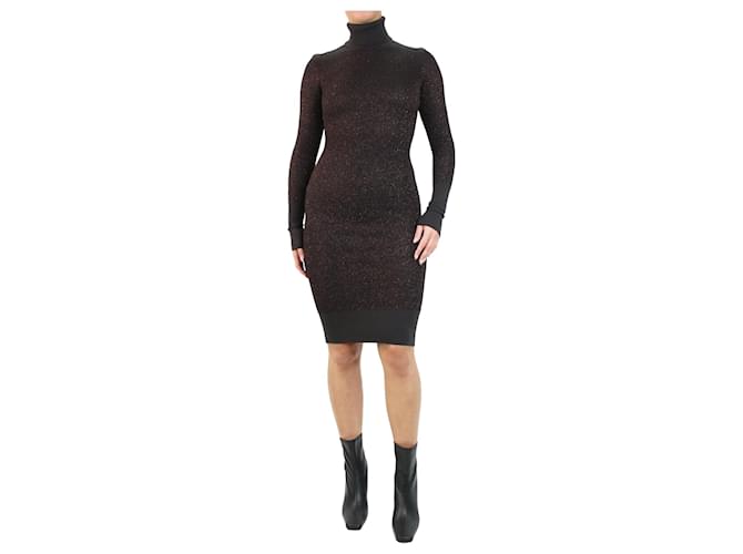 Salvatore Ferragamo Brown metallic knitted dress - size XS Wool  ref.1119336