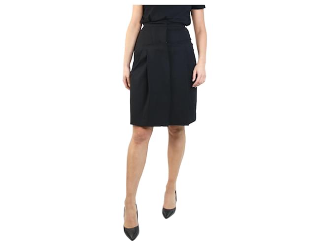 Prada Black wool-blend pleated skirt - size UK 8  ref.1119338