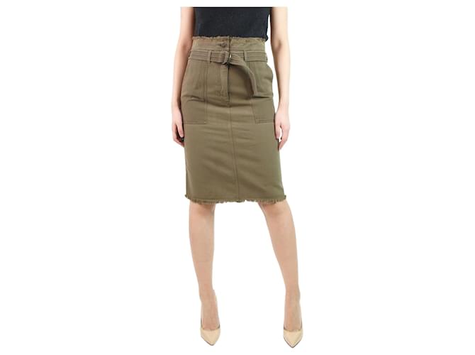 Vanessa Bruno Green belted denim skirt - size UK 10 Cotton  ref.1119346