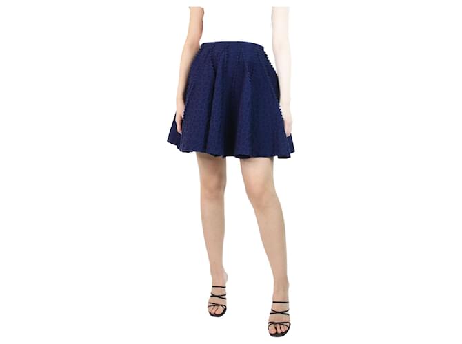 Alaïa Mini-jupe en maille stretch texturée bleue - taille UK 12 Viscose  ref.1119352
