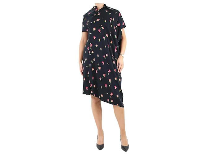 Junya Watanabe Black floral asymmetric midi shirt dress - size UK 10  ref.1119373