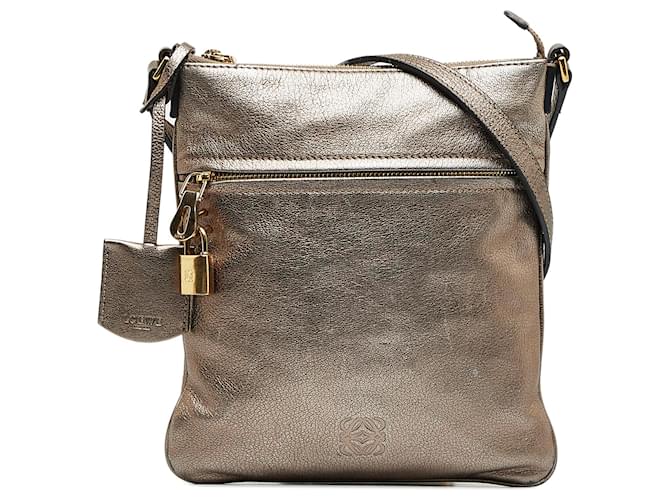 Loewe Gold Anagram Leather Messenger Bag Golden Pony-style calfskin  ref.1119400