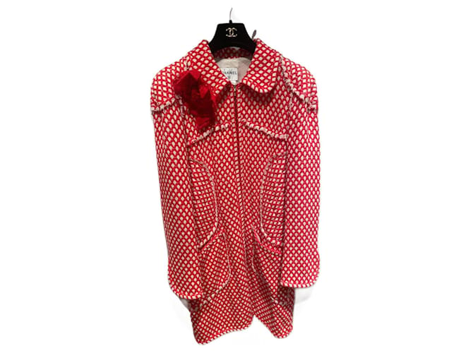 Chanel Manteaux, Vêtements d'extérieur Coton Blanc Rouge  ref.1119510