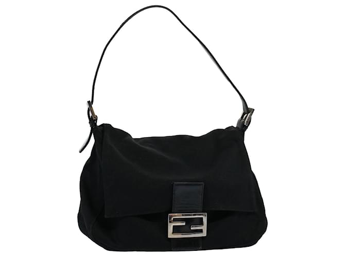 FENDI Mamma Baguette Sac à bandoulière Nylon Noir Auth ac2413  ref.1119629