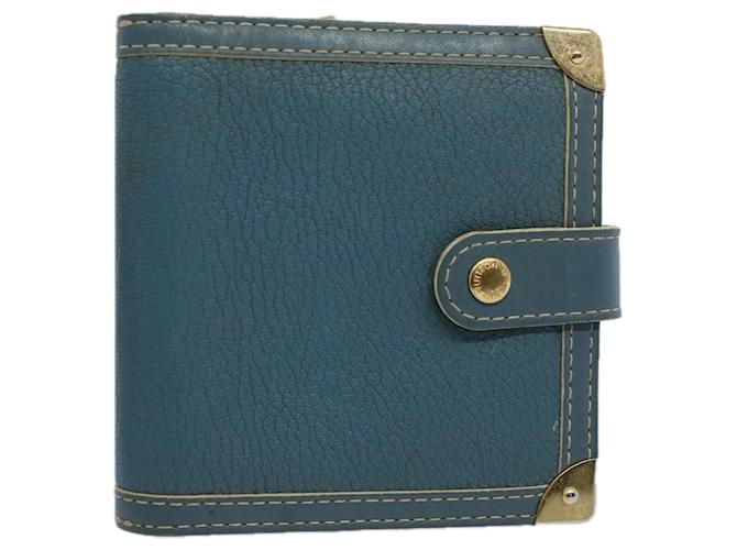 LOUIS VUITTON Suhari Compact Zip Wallet Leather Blue M91829 LV Auth bs9476  ref.1119640