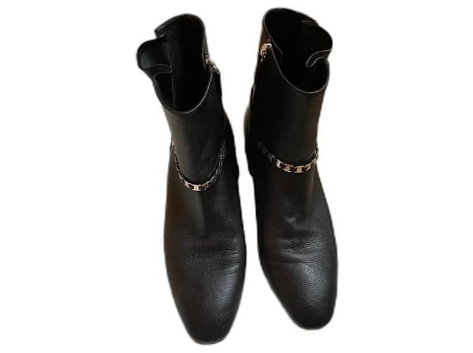 Salvatore Ferragamo botas de tornozelo Castanho escuro Couro  ref.1119662