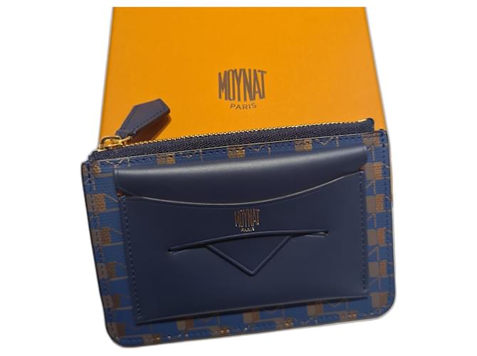 card holder , new Moynat coin purse Blue Leather  ref.1119668