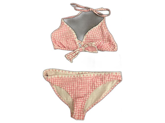 Autre Marque Costume da bagno due pezzi Beldona stampa quadretti rosa e bianco