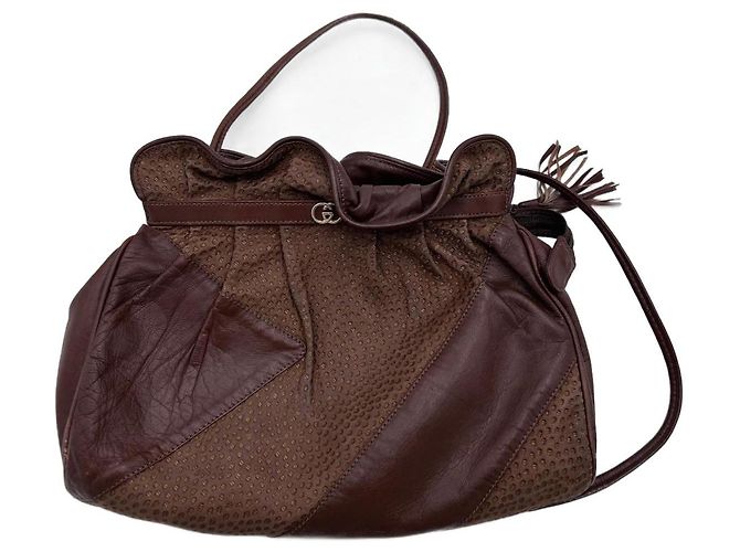 Bolsa de ombro Gucci em couro marrom patchwork