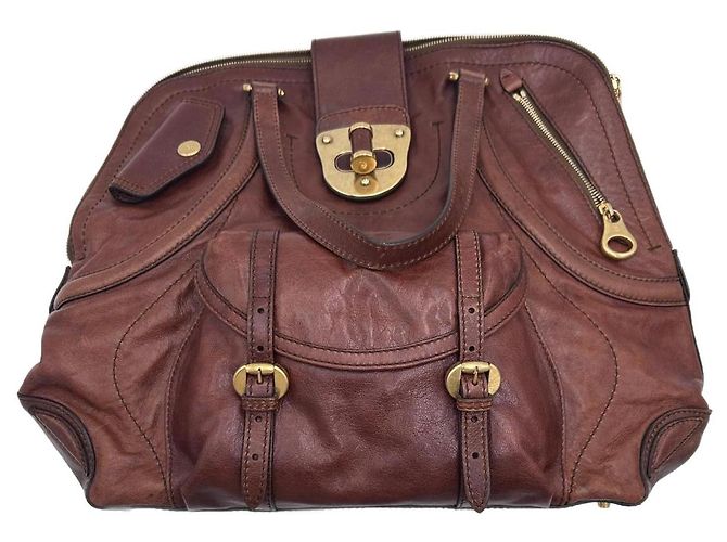Alexander McQueen Bolsa de Mão Grande de Couro Marrom