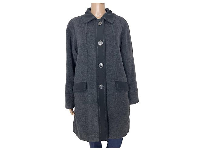 Weill Wool and Angora Coat Black Grey