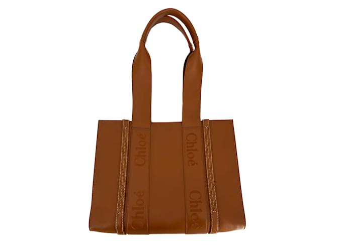 Chloé Woody Medium Leather Tote Bag Brown  ref.1119730