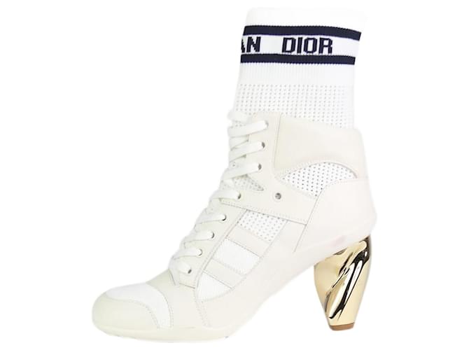 Christian Dior Bota meia com cadarço com logo branco - tamanho UE 37 Couro  ref.1119750