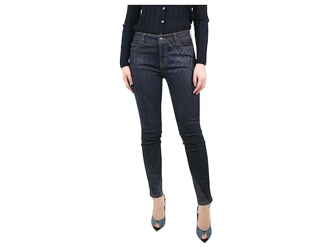 Chanel Blaue, gemusterte Slim-Fit-Jeans – Größe UK 10 Baumwolle  ref.1119771