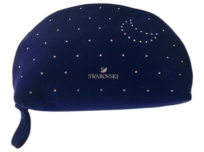 Swarovski Sacos de embreagem Prata Azul escuro Veludo  ref.1119773