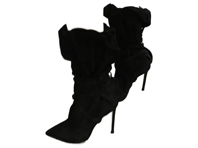 Alexandre Vauthier Wrap-around ankle boots 100 Black Nubuck  ref.1119780