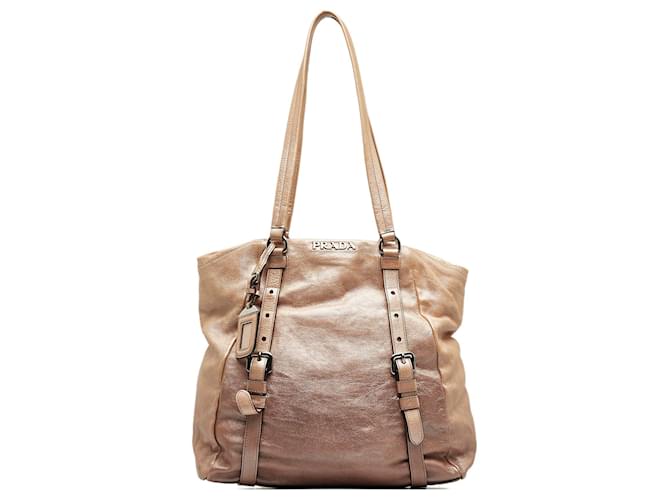 Prada Gold Ombre Leather Shopper Tote Golden Pony-style calfskin  ref.1119846
