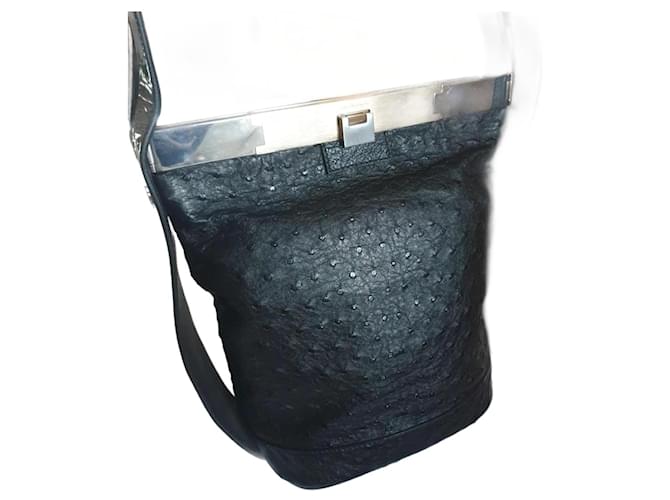 Balenciaga Handbags Black Ostrich leather  ref.1120009