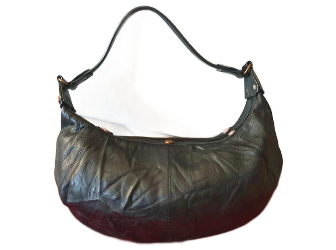 Bolso de mano Lancel de efecto piel 3D Negro Marrón Oscuro