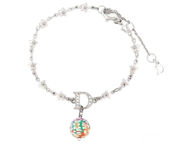CHRISTIAN DIOR STARS AND MULTICOLOR PEARL BRACELET16/20CM METAL SILVER Silvery  ref.1120179