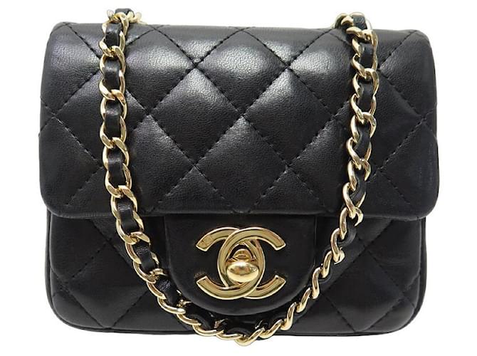 CHANEL TIMELESS HANDBAG BLACK QUILTED MICRO LEATHER HAND BAG POUCH  ref.1120220