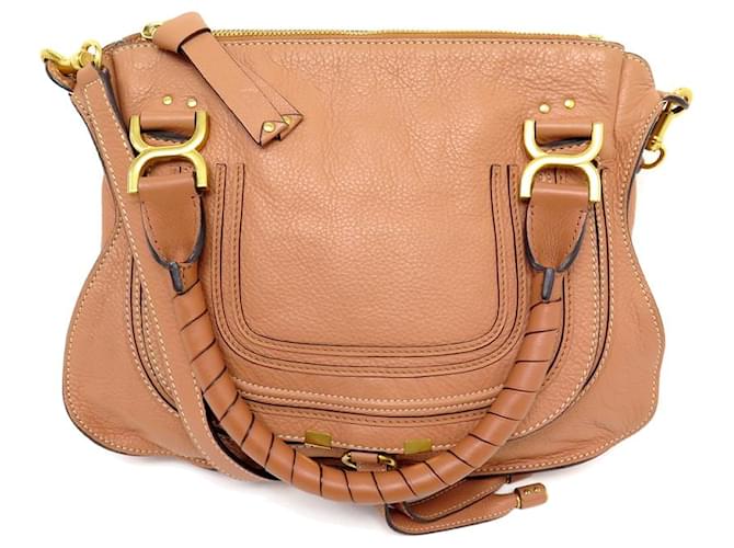 Chloé NEW CHLOE MARCIE lined HAND BAG MM SHOULDER LEATHER HAND BAG Brown  ref.1120267