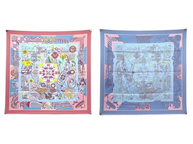 Hermès NEW HERMES SCARF FROM L'OMBRELLE TO DUELS lined FACE MARIE 90 SILK SCARF Pink  ref.1120309