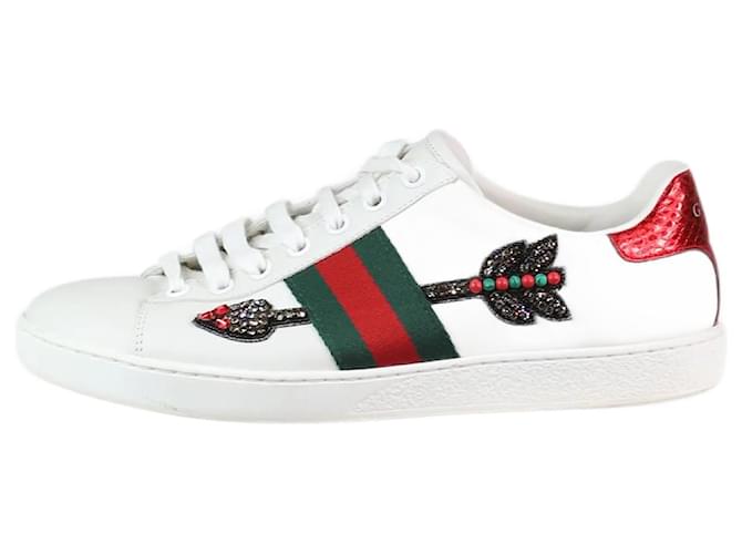 Gucci White arrow-detail ace trainers - size EU 35.5 Leather  ref.1120364