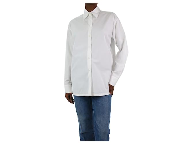 Prada Camisa branca de manga comprida - tamanho IT 38 Branco Algodão  ref.1120376