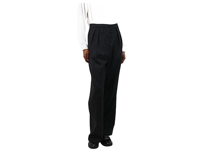 Autre Marque Pantalon large noir à fines rayures - taille FR 34 Laine  ref.1120381