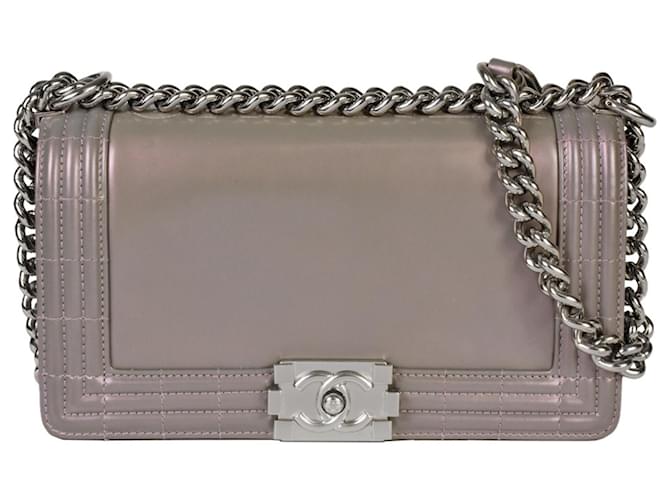 Chanel Boy Grey Leather  ref.1120560