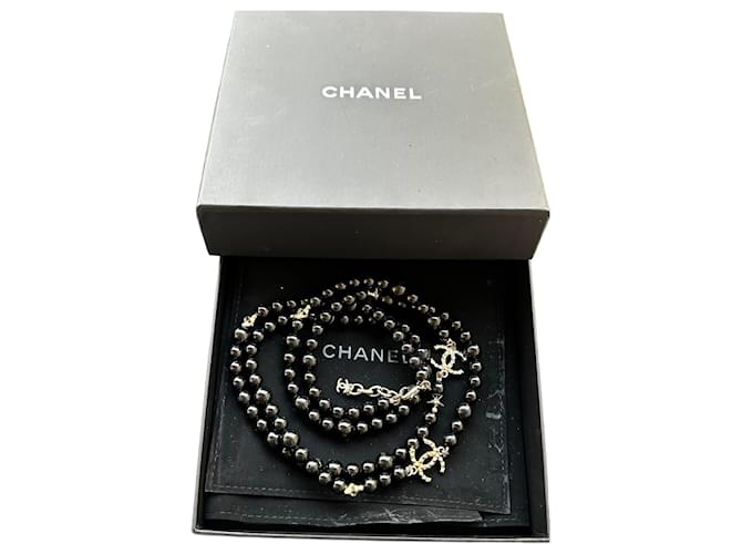 Chanel Halsketten Schwarz Gold  ref.1120562