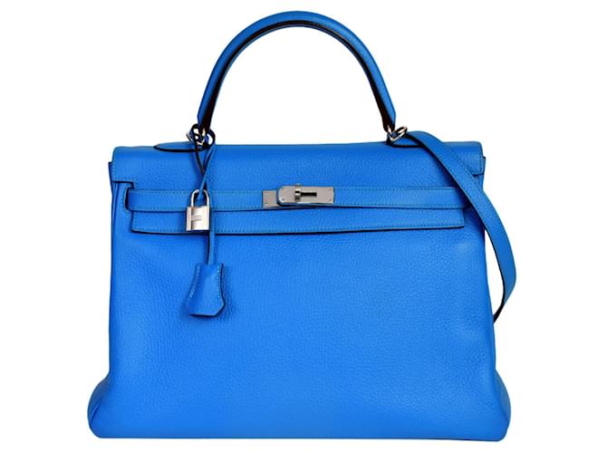 Hermès Kelly 35 Blue Leather  ref.1120652