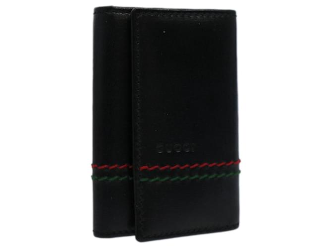 GUCCI Key Case Leather Black Red Green 138052 Auth am5177  ref.1120848