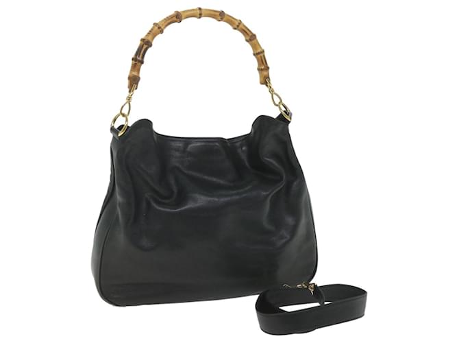 GUCCI Bamboo Shoulder Bag Leather 2way Black 001 2854 1577 auth 58617  ref.1120866
