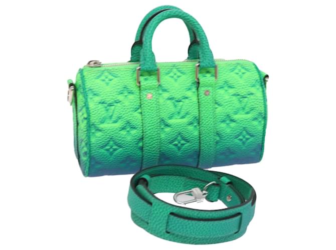LOUIS VUITTON Taurillon Clemence Illusion Keepall XS Bag M59691 auth 58427A Green Cloth  ref.1120878